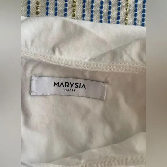 Marysia Resort Blouse White Three-Quarter Sleeve with V-Neck Sz Small - Picture 3 of 15